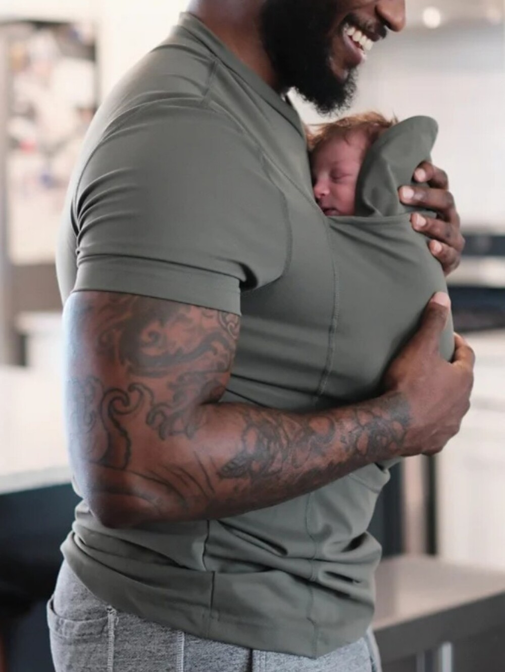Lalabu Dad Shirt Fern Men's Babywear Tee in Olive Green